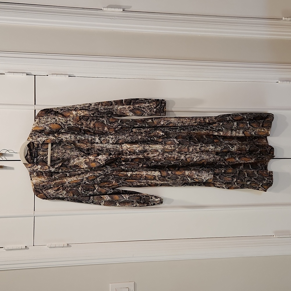 Zara snake print midaxi dress with v neck and tie front size L